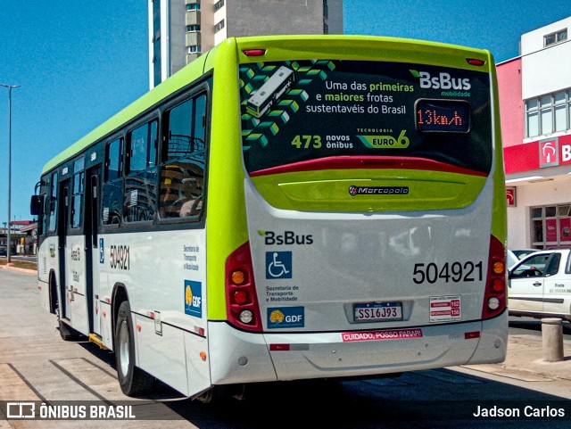 BsBus Mobilidade 504921 na cidade de Taguatinga, Distrito Federal, Brasil, por Jadson Carlos. ID da foto: 12076016.