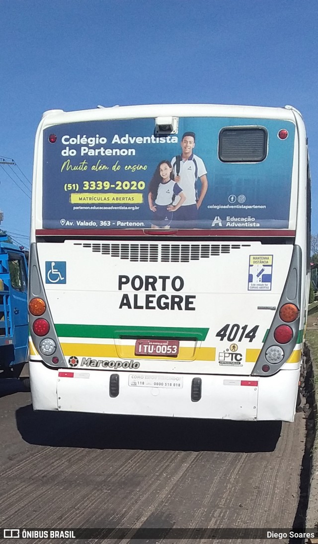 Empresa Gazômetro de Transportes 4014 na cidade de Porto Alegre, Rio Grande do Sul, Brasil, por Diego Soares. ID da foto: 12078226.
