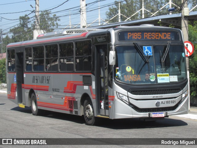 Viação Resendense RJ 192.021 na cidade de Resende, Rio de Janeiro, Brasil, por Rodrigo Miguel. ID da foto: 12077656.