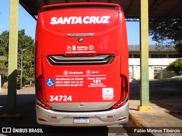 Viação Santa Cruz 34724 na cidade de Três Corações, Minas Gerais, Brasil, por Fábio Mateus Tibúrcio. ID da foto: 12077731.