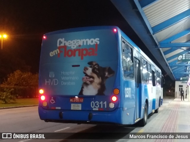 Transol Transportes Coletivos 0311 na cidade de Florianópolis, Santa Catarina, Brasil, por Marcos Francisco de Jesus. ID da foto: 12076645.
