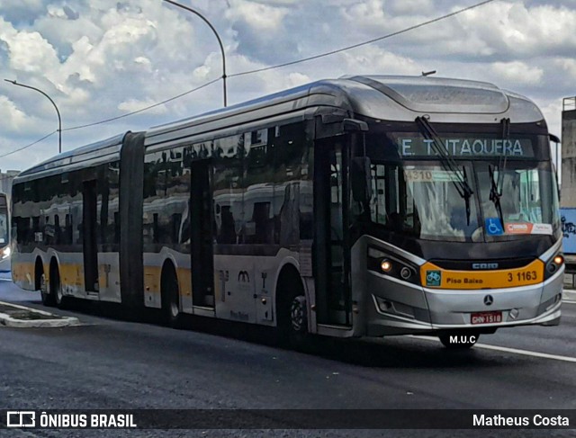 Viação Metrópole Paulista - Zona Leste 3 1163 na cidade de São Paulo, São Paulo, Brasil, por Matheus Costa. ID da foto: 12079060.