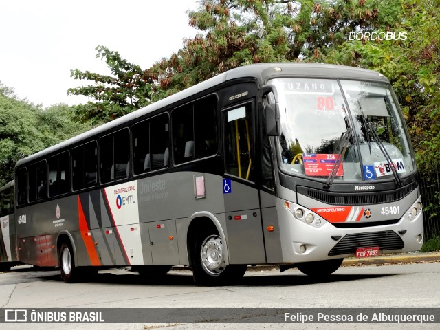Empresa de Ônibus Pássaro Marron 45401 na cidade de São Paulo, São Paulo, Brasil, por Felipe Pessoa de Albuquerque. ID da foto: 12080636.