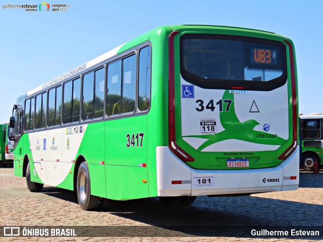 VB Transportes e Turismo 3417 na cidade de Campinas, São Paulo, Brasil, por Guilherme Estevan. ID da foto: 12080755.