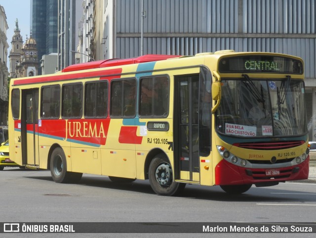 Auto Viação Jurema RJ 120.105 na cidade de Rio de Janeiro, Rio de Janeiro, Brasil, por Marlon Mendes da Silva Souza. ID da foto: 12079709.
