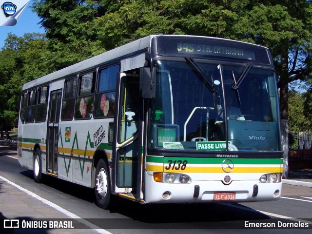 Sudeste Transportes Coletivos 3138 na cidade de Porto Alegre, Rio Grande do Sul, Brasil, por Emerson Dorneles. ID da foto: 12079335.