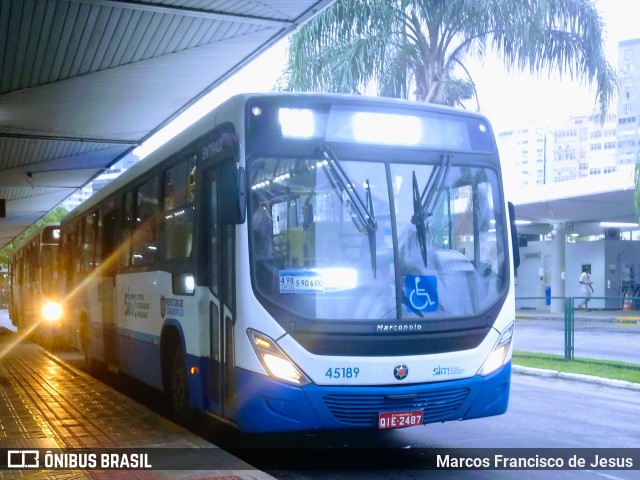 Insular Transportes Coletivos 45189 na cidade de Florianópolis, Santa Catarina, Brasil, por Marcos Francisco de Jesus. ID da foto: 12078881.