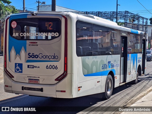 Viação Estrela 6.006 na cidade de São Gonçalo, Rio de Janeiro, Brasil, por Gustavo Ambrósio. ID da foto: 12083283.