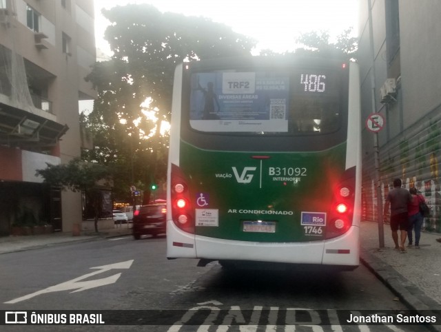 Viação VG B31092 na cidade de Rio de Janeiro, Rio de Janeiro, Brasil, por Jonathan Santoss. ID da foto: 12081828.