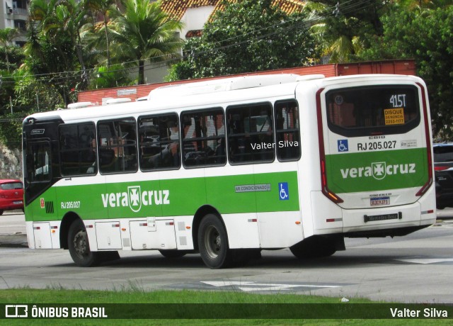 Viação Vera Cruz RJ 205.027 na cidade de Rio de Janeiro, Rio de Janeiro, Brasil, por Valter Silva. ID da foto: 12082242.