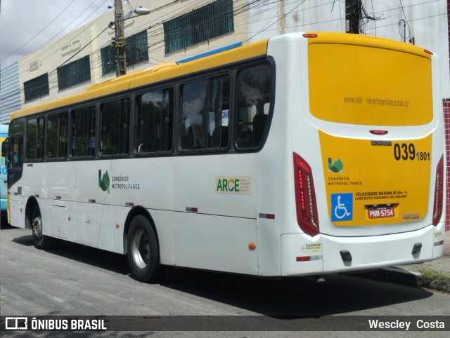 Via Metro - Auto Viação Metropolitana 0391801 na cidade de Fortaleza, Ceará, Brasil, por Wescley  Costa. ID da foto: 12082731.