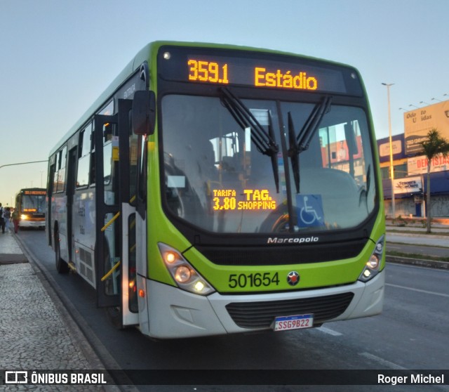 BsBus Mobilidade 501654 na cidade de Taguatinga, Distrito Federal, Brasil, por Roger Michel. ID da foto: 12083242.