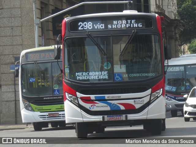 Viação Pavunense B32549 na cidade de Rio de Janeiro, Rio de Janeiro, Brasil, por Marlon Mendes da Silva Souza. ID da foto: 12082047.