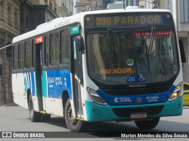 Transportes Campo Grande D53604 na cidade de Rio de Janeiro, Rio de Janeiro, Brasil, por Marlon Mendes da Silva Souza. ID da foto: 12083735.