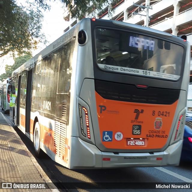 TRANSPPASS - Transporte de Passageiros 8 0421 na cidade de São Paulo, São Paulo, Brasil, por Michel Nowacki. ID da foto: 12083762.
