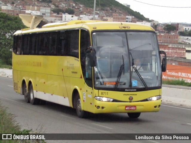 Viação Itapemirim 8711 na cidade de Caruaru, Pernambuco, Brasil, por Lenilson da Silva Pessoa. ID da foto: 12084555.