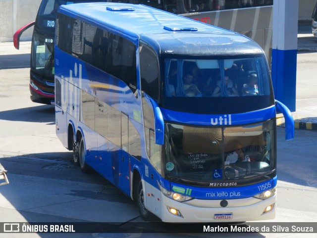 UTIL - União Transporte Interestadual de Luxo 11505 na cidade de Rio de Janeiro, Rio de Janeiro, Brasil, por Marlon Mendes da Silva Souza. ID da foto: 12083630.