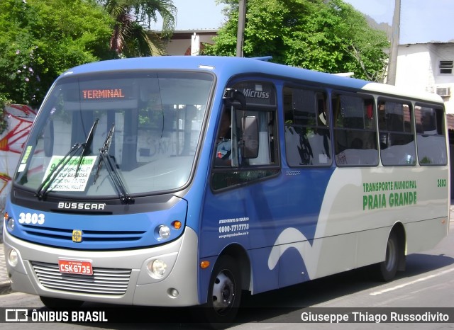 Viação Piracicabana Praia Grande 3803 na cidade de Praia Grande, São Paulo, Brasil, por Giuseppe Thiago Russodivito. Número da foto: #13302938.