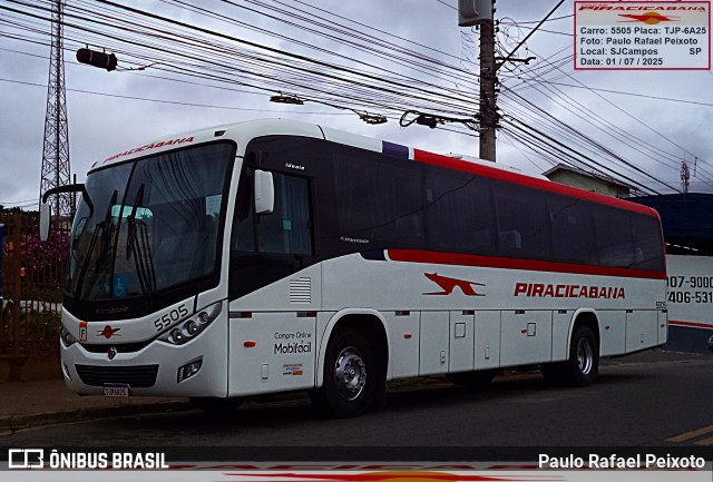 Viação Piracicabana 5505 na cidade de São José dos Campos, São Paulo, Brasil, por Paulo Rafael Peixoto. Número da foto: #13310263.
