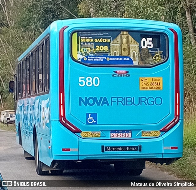 FAOL - Friburgo Auto Ônibus 580 na cidade de Nova Friburgo, Rio de Janeiro, Brasil, por Mateus de Oliveira Simplicio. Número da foto: #13313718.