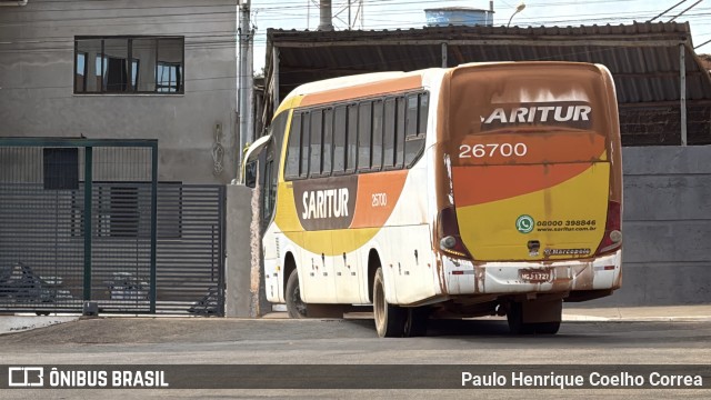 Saritur - Santa Rita Transporte Urbano e Rodoviário 26700 na cidade de Capelinha, Minas Gerais, Brasil, por Paulo Henrique Coelho Correa. Número da foto: #13332730.