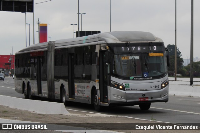 Viação Metrópole Paulista - Zona Leste 3 1140 na cidade de São Paulo, São Paulo, Brasil, por Ezequiel Vicente Fernandes. Número da foto: #13331568.